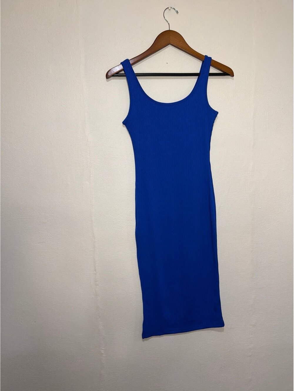 Electric Blue Ribbed Bodycon Shein SXY Dress with Slit- XS